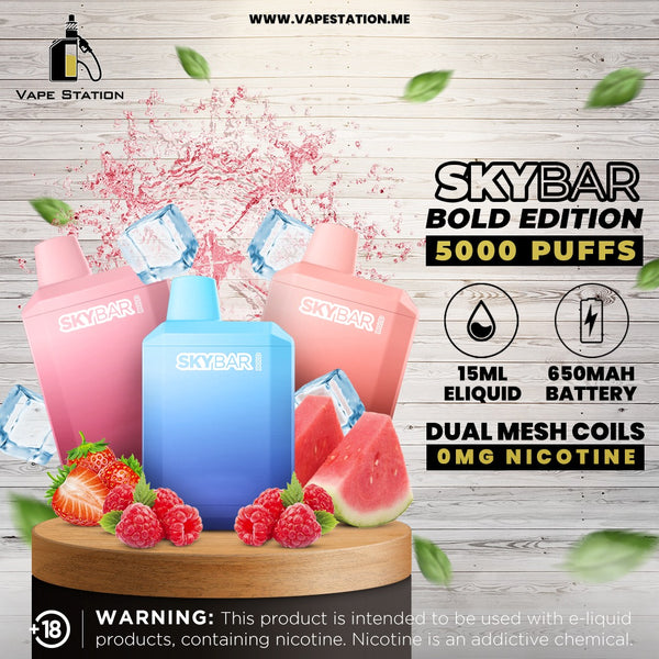 SKYBAR BOLD Edition 5000 Puffs Disposable vape (0% & 5% Nicotine)