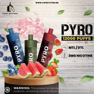 PYRO 12000 Puffs MTL /DTL Disposable Vape bar By XTRA (3mg Nicotine)