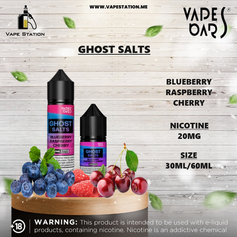 Ghost Salts Blueberry Raspberry Cherry By Vapes Bars (Saltnic)