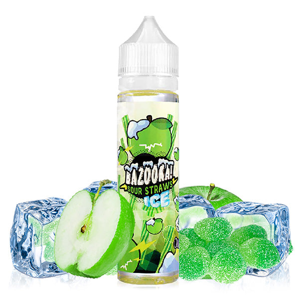 Green Apple Sour Straws Ice by BAZOOKA